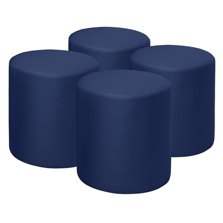 Regency Logan Round Vinyl Ottoman (Set of 4)- Naval Blue N6262NB4PK